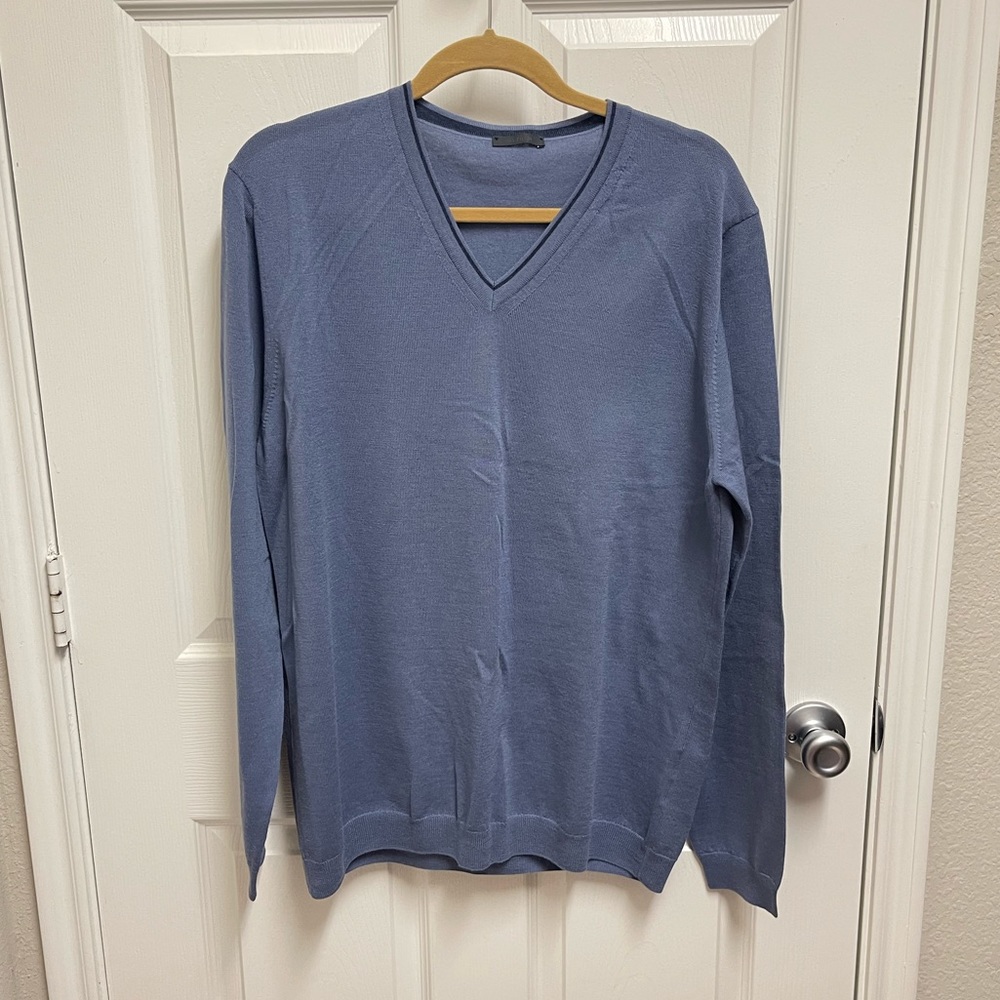 Pal Zileri Blue Wool Vneck Sweater